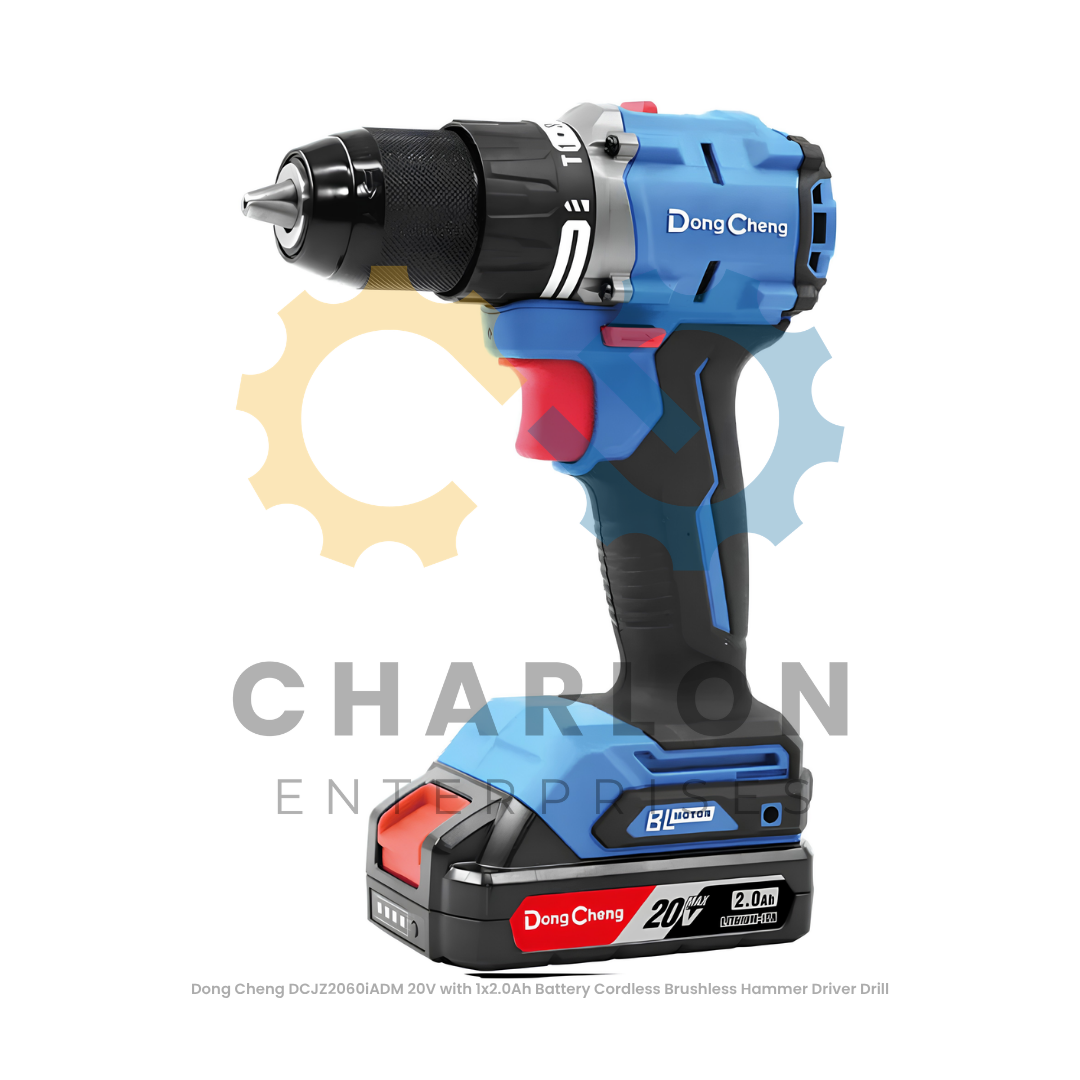 Dong Cheng DCJZ2060iADM 20V with 1x2.0Ah Battery Cordless Brushless Hammer Driver Drill