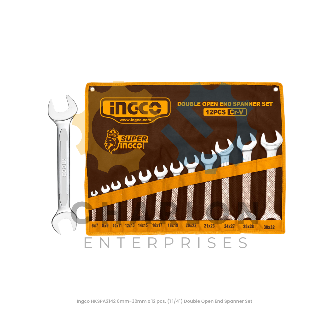 Ingco HKSPA2142 6mm-32mm x 12 pcs. (1 1/4") Double Open End Spanner Set