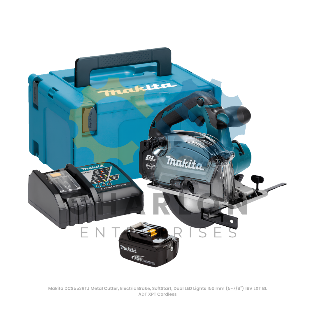 Makita DCS553RTJ Metal Cutter, Electric Brake, SoftStart, Dual LED Lights 150 mm (5-7/8") 18V LXT BL ADT XPT Cordless