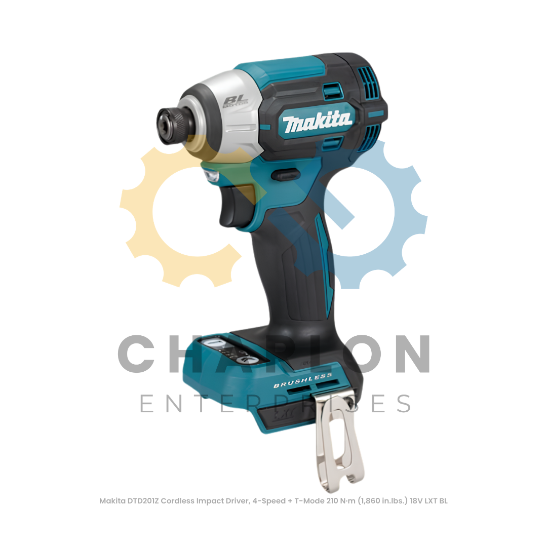 Makita DTD201Z Cordless Impact Driver, 4-Speed + T-Mode 210 N·m (1,860 in.lbs.) 18V LXT BL