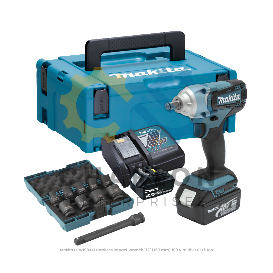 Makita DTW190JX1 Cordless Impact Wrench 1/2" (12.7 mm) 190 N·m 18V LXT Li-Ion