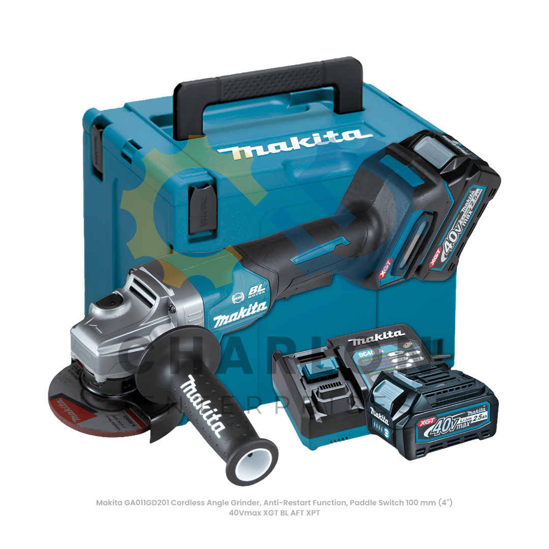 Makita GA011GD201 Cordless Angle Grinder, Anti-Restart Function, Paddle Switch 100 mm (4") 40Vmax XGT BL AFT XPT