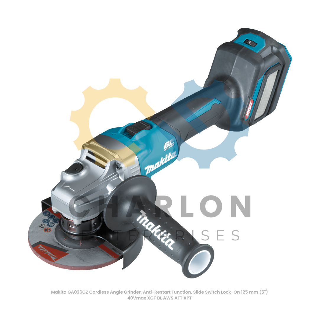 Makita GA026GZ Cordless Angle Grinder, Anti-Restart Function, Slide Switch Lock-On 125 mm (5") 40Vmax XGT BL AWS AFT XPT