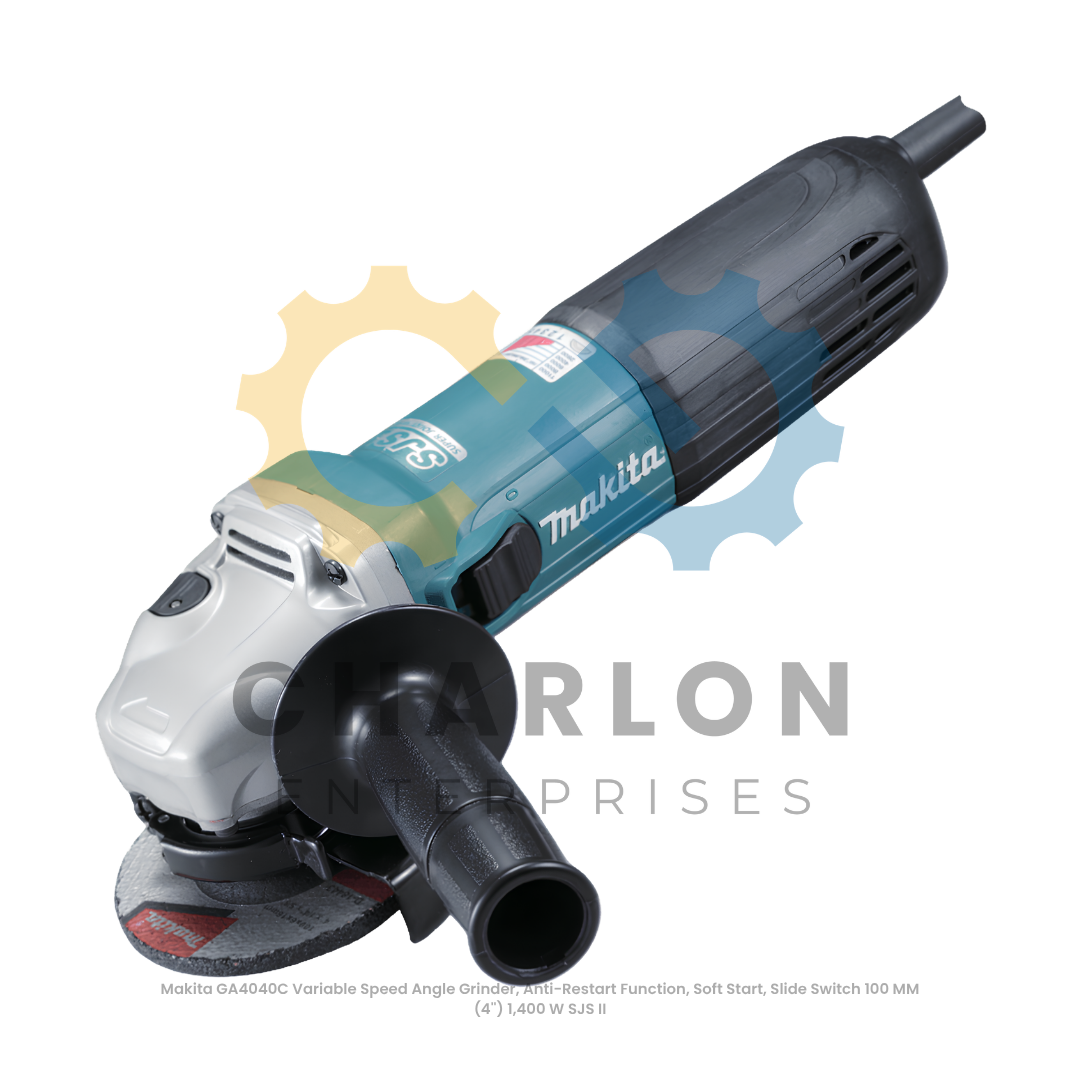 Makita GA4040C Variable Speed Angle Grinder, Anti-Restart Function, Soft Start, Slide Switch 100 MM (4'') 1,400 W SJS II