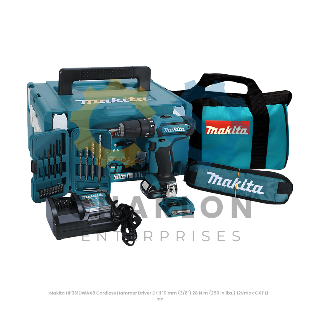 Makita HP331DWAX8 Cordless Hammer Driver Drill 10 mm (3/8") 28 N·m (250 in.lbs.) 12Vmax CXT Li-Ion