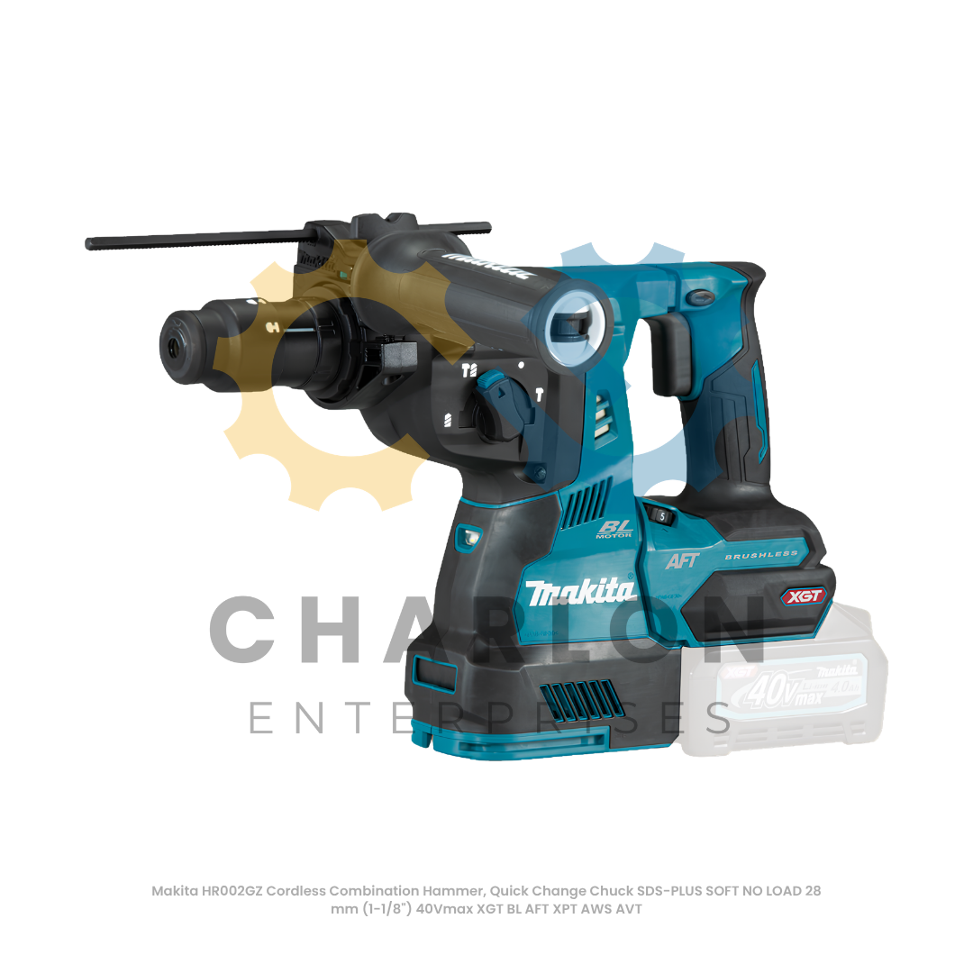 Makita HR002GZ Cordless Combination Hammer, Quick Change Chuck SDS-PLUS SOFT NO LOAD 28 mm (1-1/8") 40Vmax XGT BL AFT XPT AWS AVT
