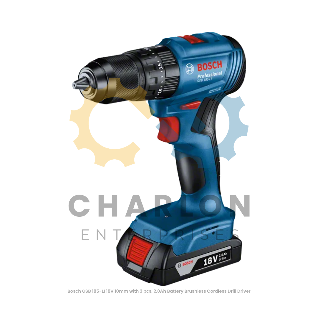 Bosch GSB 185-LI 18V 10mm with 2 pcs. 2.0Ah Battery Brushless Cordless Drill Driver