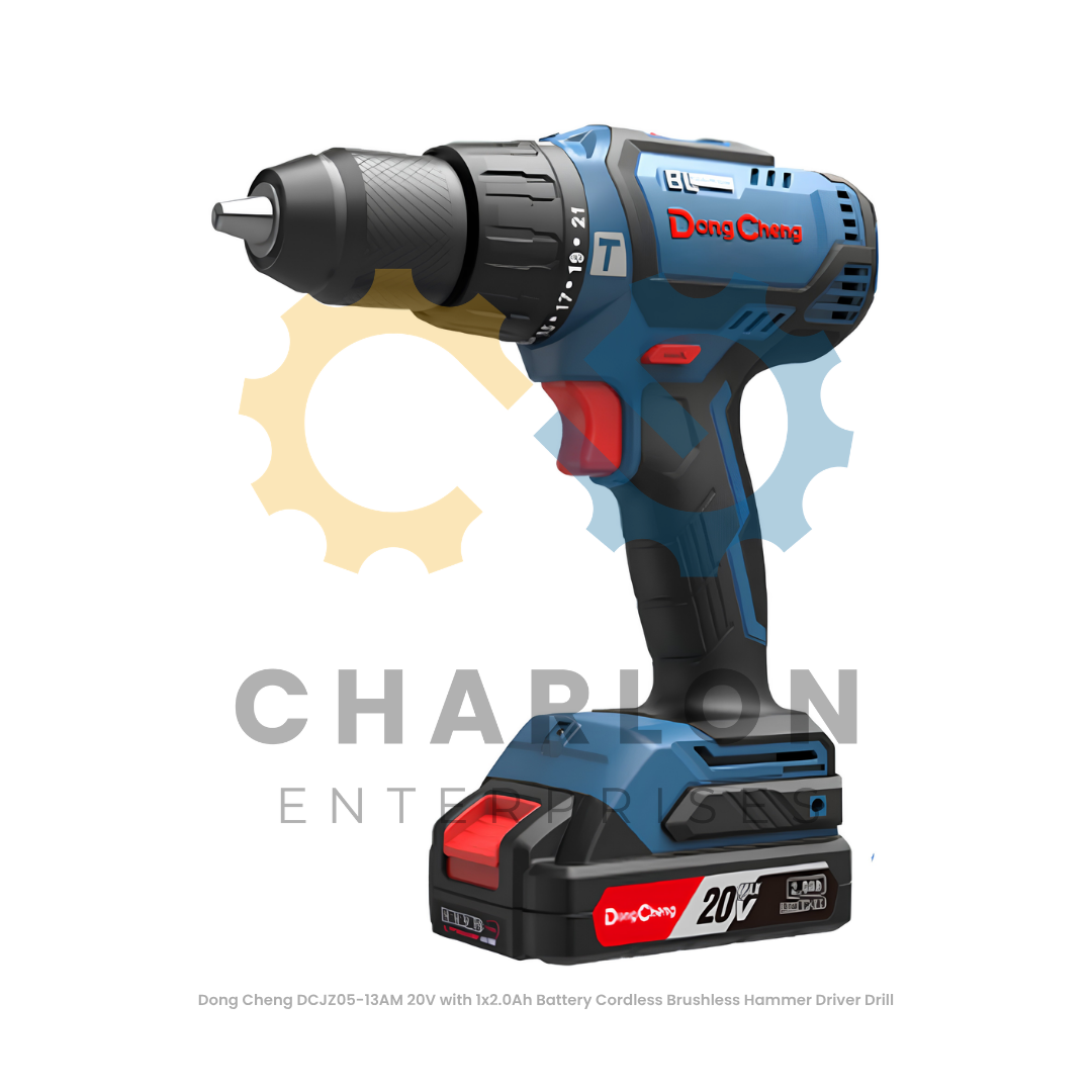 Dong Cheng DCJZ05-13AM 20V with 1x2.0Ah Battery Cordless Brushless Hammer Driver Drill