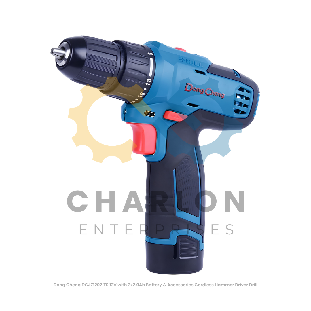 Dong Cheng DCJZ1202iTS 12V with 2x2.0Ah Battery & Accessories Cordless Hammer Driver Drill