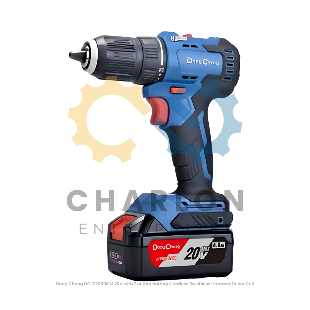 Dong Cheng DCJZ2060iEM 20V with 2x4.0Ah Battery Cordless Brushless Hammer Driver Drill