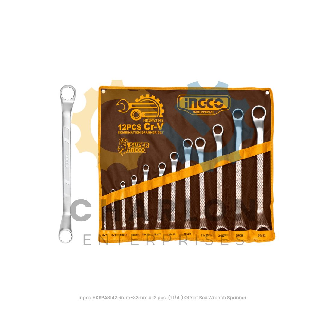 Ingco HKSPA3142 6mm-32mm x 12 pcs. (1 1/4") Offset Box Wrench Spanner