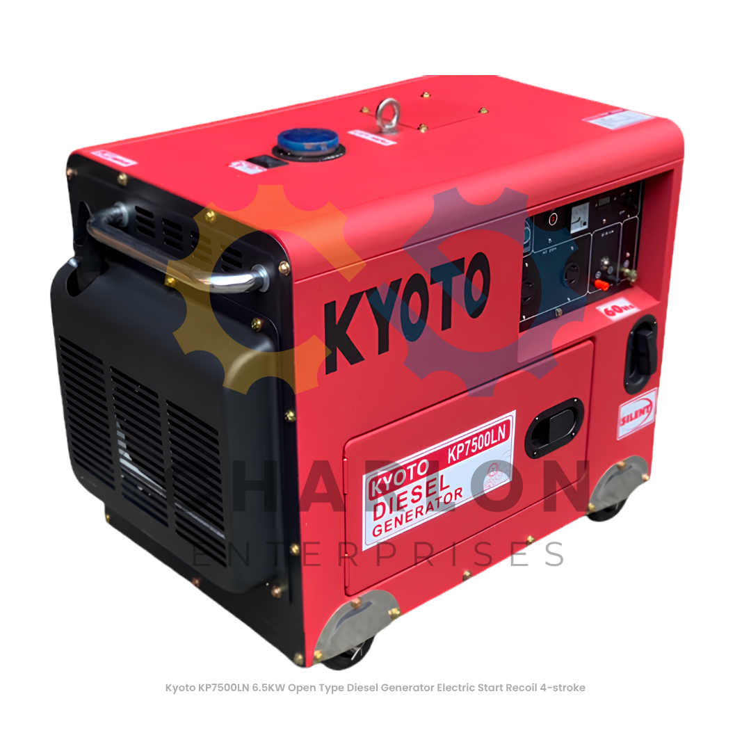 Kyoto KP7500LN 6.5kW Electric Start Recoil Open Type 4-Stroke Diesel Generator