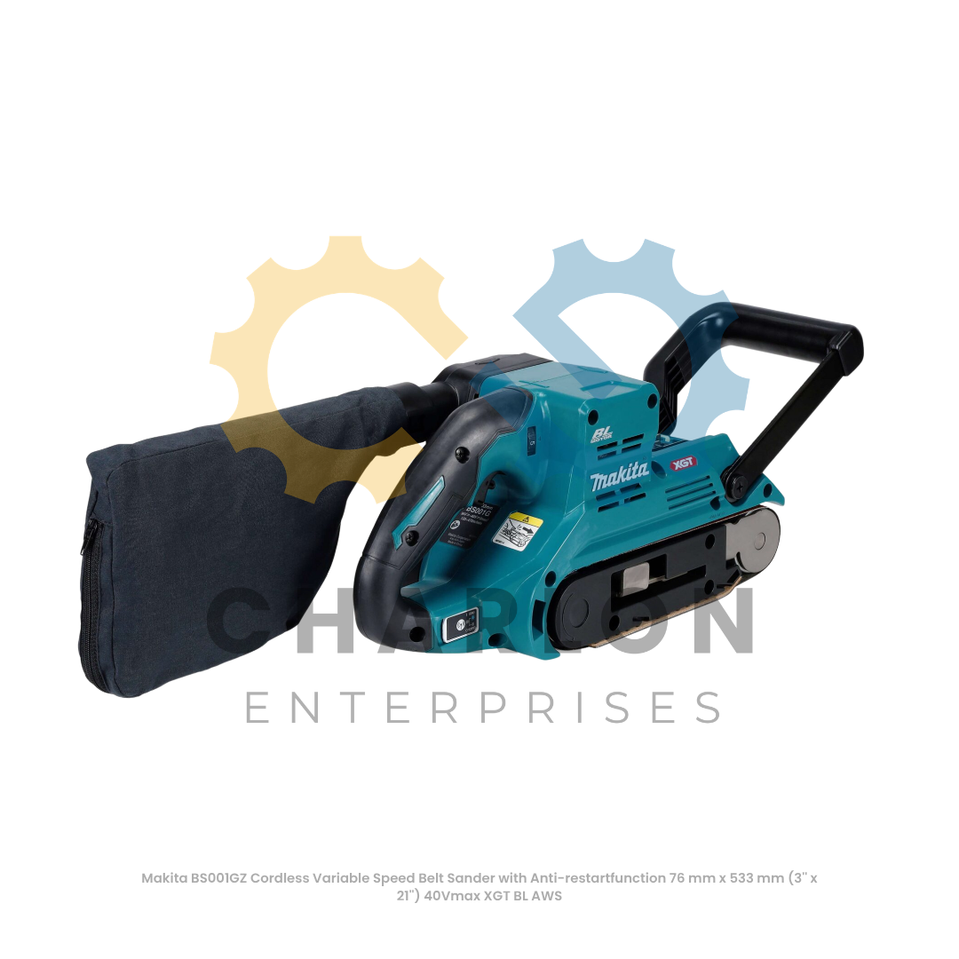 Makita BS001GZ Cordless Variable Speed Belt Sander with Anti-restart function 76 mm x 533 mm (3'' x 21'') 40Vmax XGT BL AWS