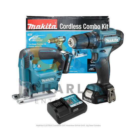Makita CLX230X1 Cordless CXT Hammer Driver Drill, Jig Saw Combo