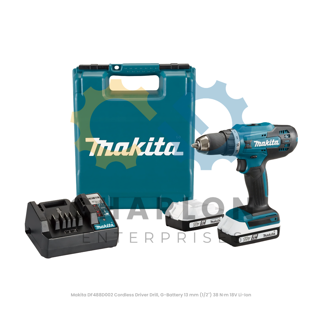 Makita DF488D002 Cordless Driver Drill, G-Battery 13 mm (1/2") 38 N·m 18V Li-Ion
