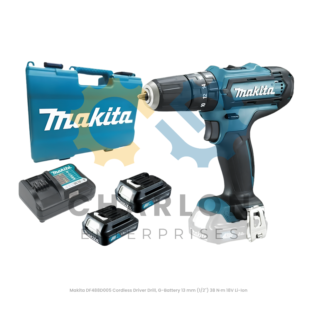 Makita DF488D005 Cordless Driver Drill, G-Battery 13 mm (1/2") 38 N·m 18V Li-Ion