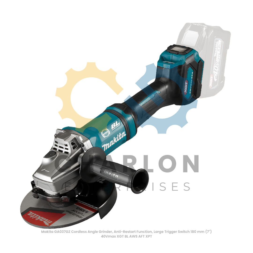 Makita GA037GZ Cordless Angle Grinder, Anti-Restart Function, Large Trigger Switch 180 mm (7")  40Vmax XGT BL AWS AFT XPT