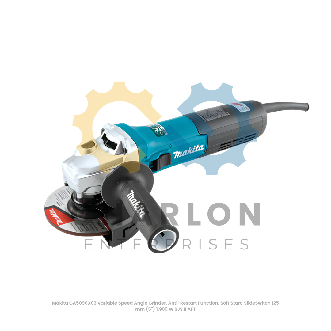 Makita GA5090X02 Variable Speed Angle Grinder, Anti-Restart Function, Soft Start, SlideSwitch 125 mm (5'') 1.900 W SJS II AFT 