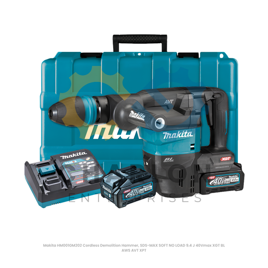 Makita HM001GM202 Cordless Demolition Hammer, SDS-MAX SOFT NO LOAD 9.4 J 40Vmax XGT BL AWS AVT XPT