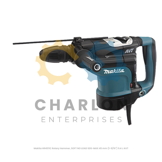 Makita HR4511C Rotary Hammer, SOFT NO LOAD SDS-MAX 45 mm (1-9/16'') 9.4 J AVT