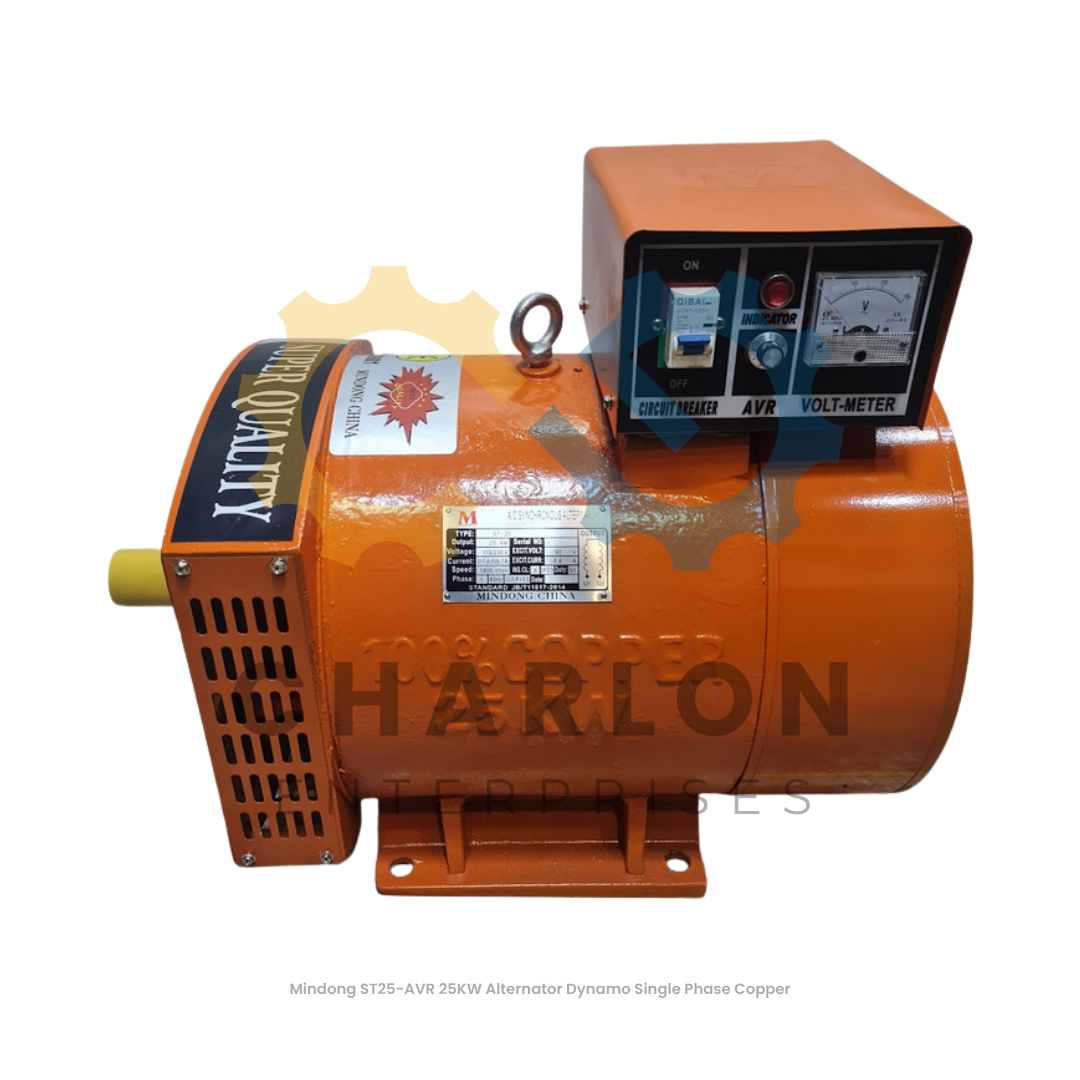 Mindong 25kW Alternator Dynamo Single Phase - Aluminum / Copper With AVR