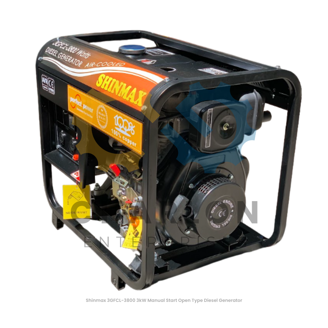 Shinmax 3kW Diesel Generator Open Type - Manual Start / Electric Start
