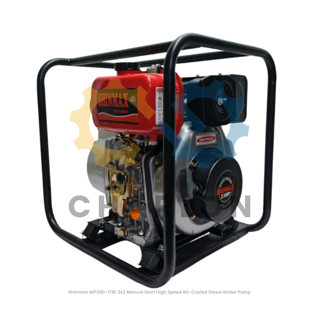 Shinmax Diesel Water Pump Air-Cooled High Speed Manual Start - 3x3 / 4x4